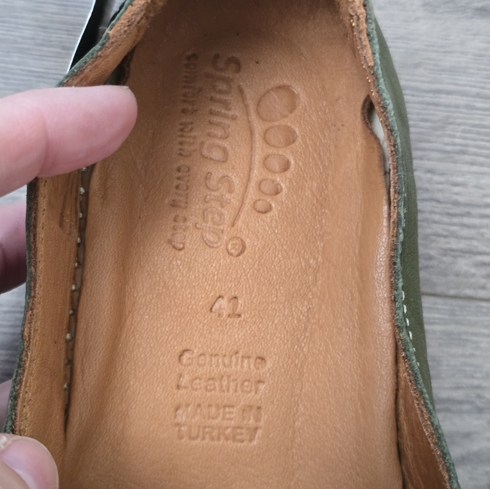 Spring Step Womens Berna Leather Green Brown Slip On's Flats - Picture 5 of 8